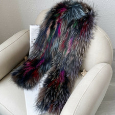 100 Real Fox Fur Scarf Shawl Women's Fur Scarf Double-sided Knitted Fur Collar