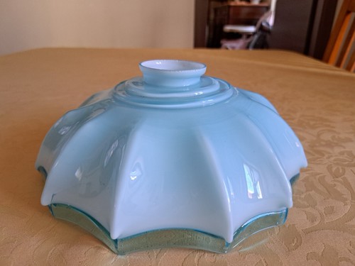 Ricambio paralume piatto vetro azzurro vintage - Foto 6 di 14