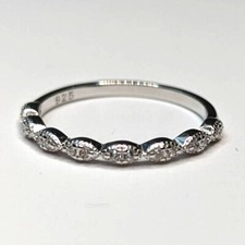 Eternity Fashion Clear CZ Stackable Promise Ring Sterling Silver Band Sizes 5-10
