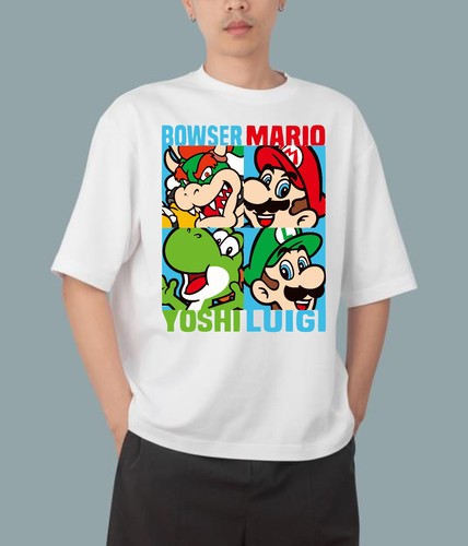 T-Shirt Super Mario, Yoshi Divertente Maglietta Cartoni Animati, Maglietta Gioco Retrò, Top Unisex - Foto 1 di 9