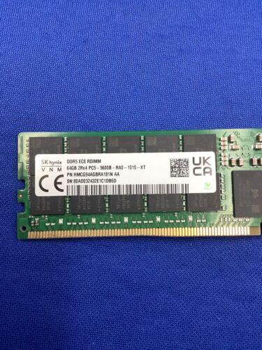 HMCG94AGBRA181N HYNIX 64G (1X64GB) 2RX4 PC5-5600B RDIMM MEMORY - Picture 5 of 6