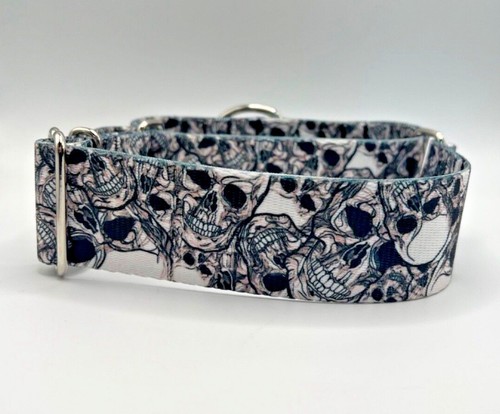 1.5" Wide Martingale Adjustable Dog Collar - Spooky Skulls Halloween Collar USA - Picture 2 of 5