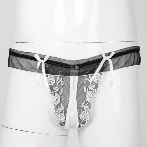 Men Crotchless Thongs Hollow Out Sissy Lingerie Underwear Crossdress Briefs - Picture 84 of 107
