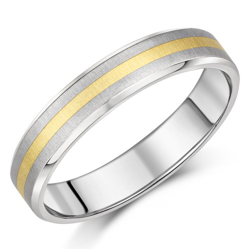 Anillo de boda de 5 mm titanio y oro de 9 quilates banda de dos colores acabado mate en forma de corte - Imagen 1 de 3