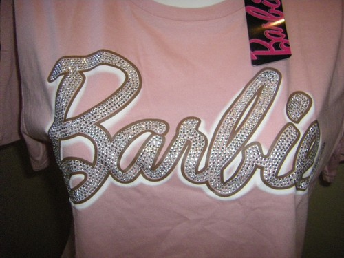 Camiseta Barbie Rosa Semi Recorta Top BLING Costuras Crudas Junior Para Mujer Talla Grande - Imagen 5 de 16