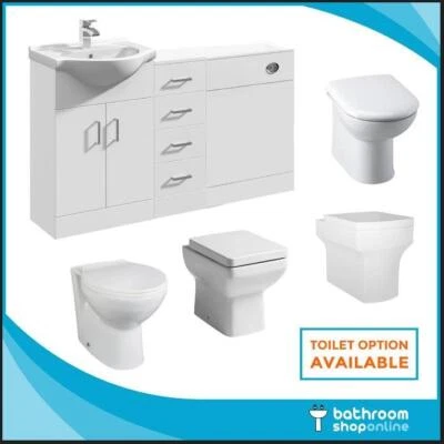 BATHROOM SHOP ONLINE New White Gloss Complete Bathroom Suite with Basin Vanity Toilet Unit & Drawers