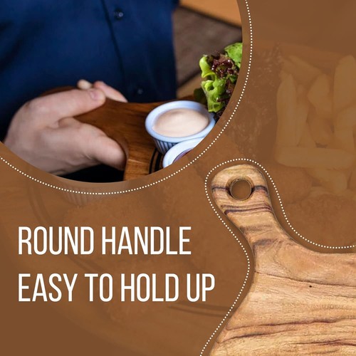 ByronBay Pizza Paddle Board Set, Cheese Wooden Round Board with Handle - Picture 15 of 18