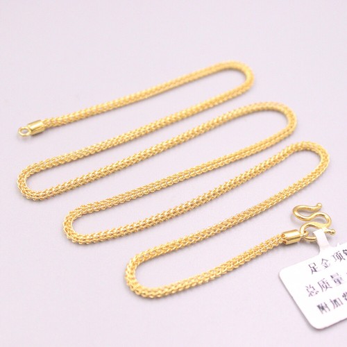 Real 999 24K Yellow Gold Necklace 2mm 