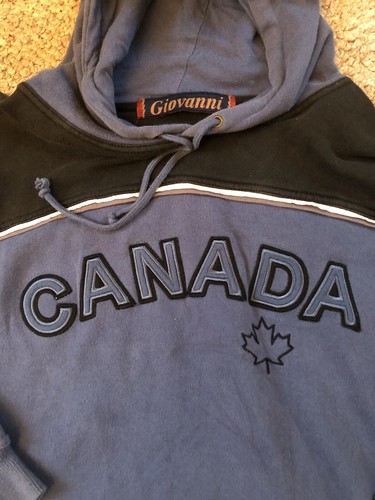 Sudadera con Capucha Canadá Grande Azul Negro Etiqueta Giovanni con Cordón y Bolsillo - Imagen 2 de 7