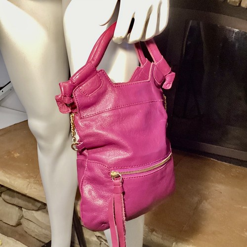 Foley & Corinna Disco City Fuchsia Chain Crossbody / Folder Over Hand Bag Purse - Picture 7 of 9