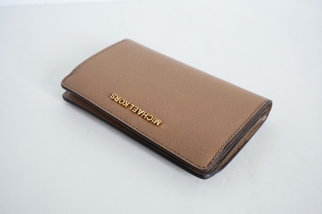 NWT MICHAEL KORS JET SET TRAVEL SAFFIANO LEATHER SLIM BIFOLD WALLET DARK KHAKI