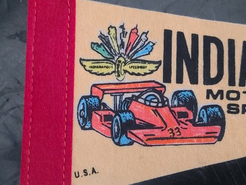 Vintage INDIANAPOLIS 500 Motor SPEEDWAY RACING PENNANT - Picture 3 of 4