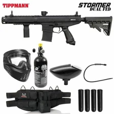 Maddog Tippmann Stormer Elite Dual Fed Silver HPA Paintball Marker Starter Kit