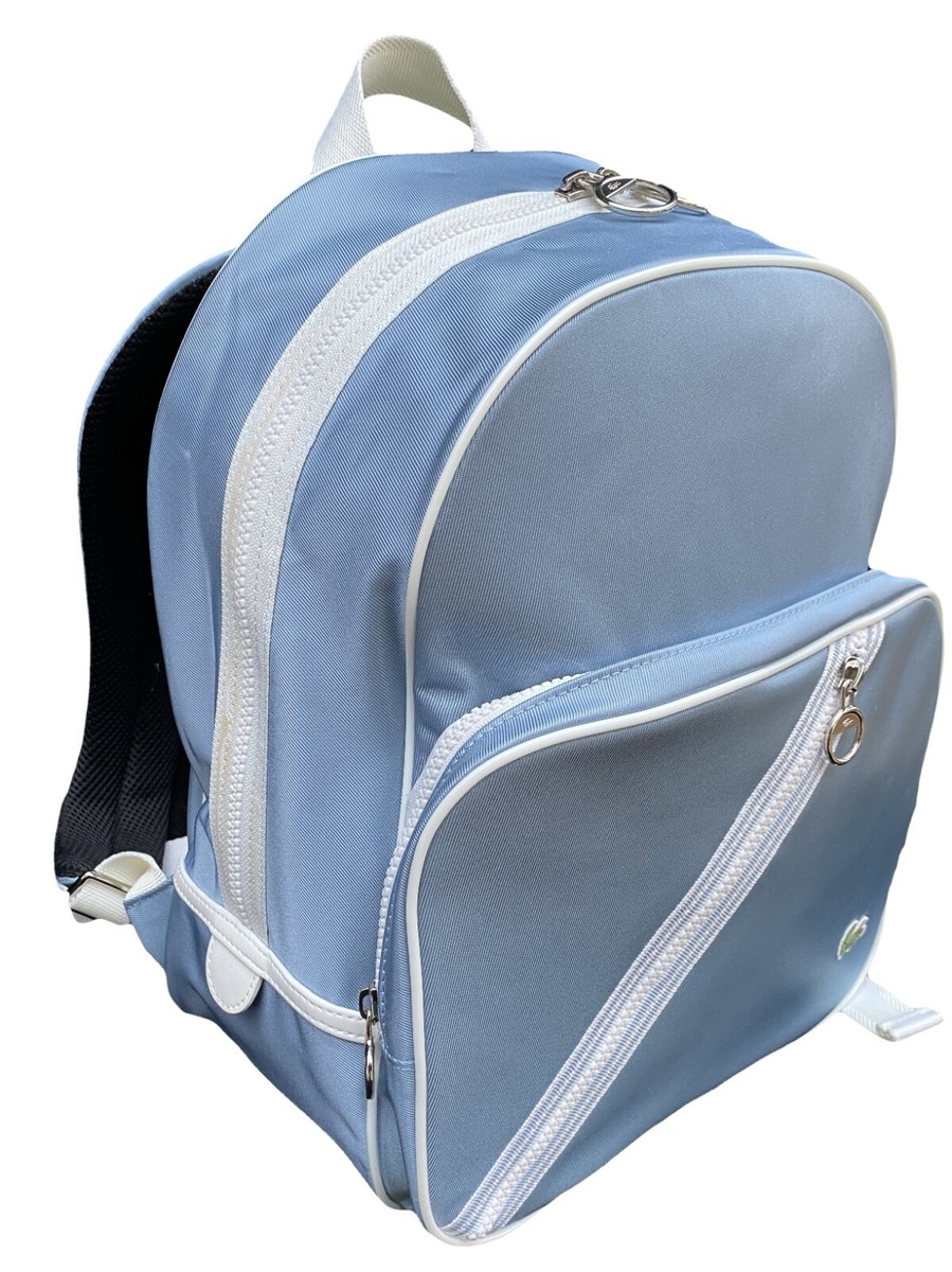 New Vintage LACOSTE M80 BACKPACK BAG Sport Fashion 7 Silver Blue