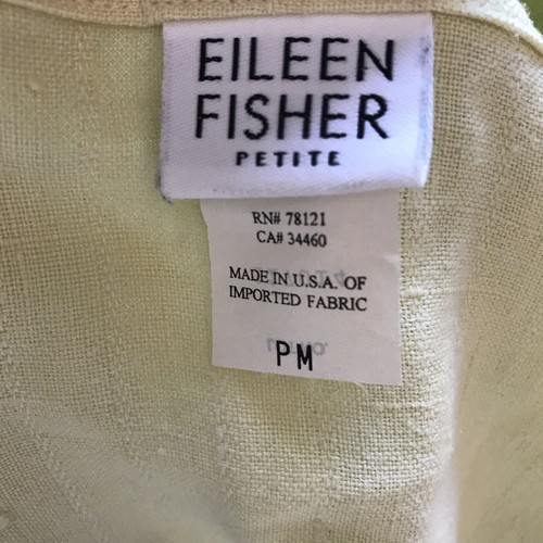 Eileen Fisher Button Down Top Blouse Shirt Sz PM Light Green Linen Long Sleeve - Picture 5 of 5