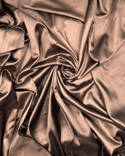 1 Meter Brown Plain Soft Shiny Budget Satin Costume Craft Dress Fabric 58” Wide - Picture 3 of 6