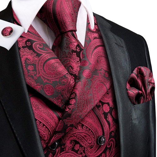 NUOVO set hankie uomo design paisley vestito gilet e cravatta collo per tuta o smoking - Foto 53 di 76