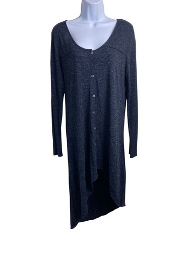 Soft Surroundings Gray Long Sleeve Midi Dress size Medium Artsy Asymmetrical Hem - Picture 1 of 18