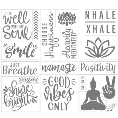 WELLNESS Theme - 6 Sheets Darice Adhesive Stencils 6'' x 8'' Namaste 30092523