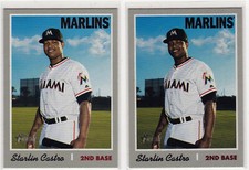 Starlin Castro Marlins French Text 2019 Topps Heritage 452 1970 Variation + Base