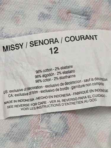 Jean básico floral corto Gloria Vanderbilt para mujer Amanda 5 bolsillos talla 12 nuevo - Imagen 10 de 10