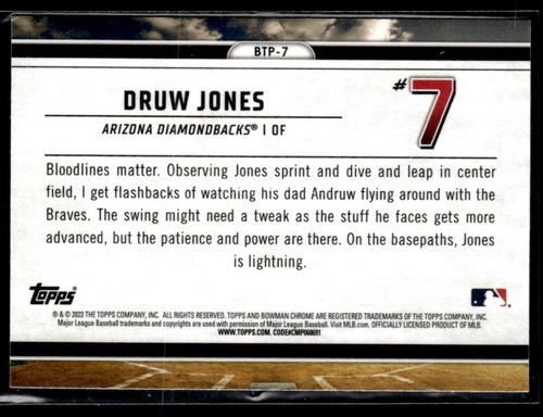 Topps Bowman Scouts Top 100 2023 - BTP - 7 - Druw Jones - Arizona Diamondbacks - Imagen 2 de 2