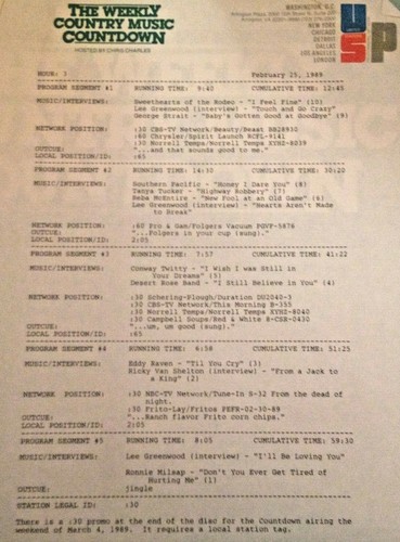 RADIO SHOW: WEEKLY COUNTDOWN 2/25/89 LEE GREENWOOD PROFILE & 11 INTERVIEWS - Picture 5 of 5