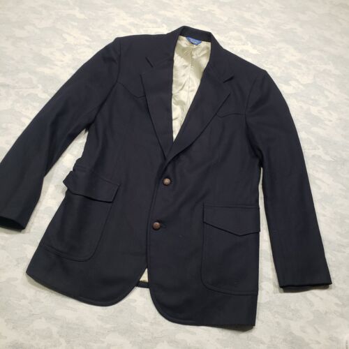Pendelton Wool Blazer Mens 42R Blue Two Button Jacket - Picture 2 of 10
