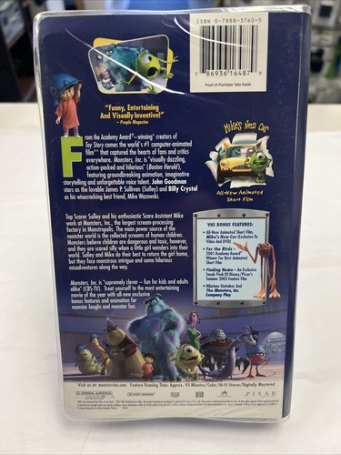 Monsters, Inc. (VHS, 2002, Standard Version, Clamshell) - Picture 2 of 3