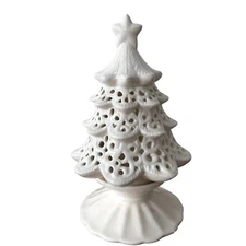 Yankee Candle Christmas Tree 8" Luminary Tea Light White Ceramic Fairy Light