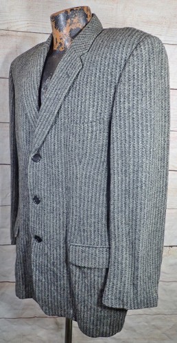 True Vintage Harris Tweed Sport Coat Distressed Scottish Wool Blazer 40 Striped - Picture 2 of 18
