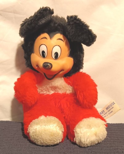 Vintage Weihnachten Mickey Mouse Gummi Gesicht gewichtetes Plüschtier Walt Disney ca. 1960er - Bild 3 von 8