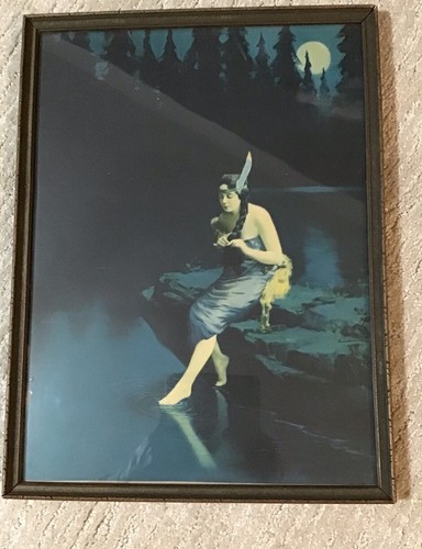 Vintage Original Indian Maiden Art Print