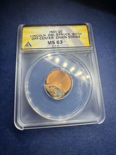 (ND) 1C LINCOLN DBL STRUCK BOTH OFF-CENTER CHAIN STRIKE MS 63 RD - Picture 2 of 5