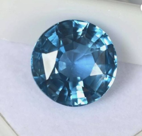 Natural Blue Aquamarine Round Cut 9.05 CT 12x12x7 mm loose certified Gemstone - Picture 2 of 6