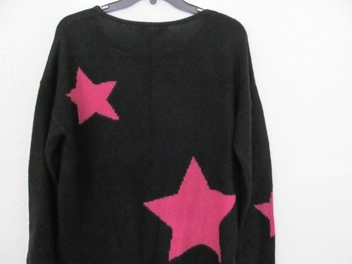 360Sweater Sky Star Pullover Sweater-Wool/Cashmere-Black/Pomegran-Large-NWT $310 - Picture 4 of 10