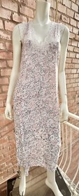 LA PERLA Night Dress Chemise Lingerie Lace Cream Cotton Floral Silk Size 3 M L