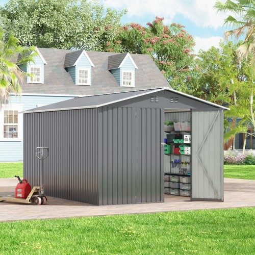 10 x 12 ft Metal Storage Shed with Lockable Door for Patio, Backyard, Garden - Picture 9 of 33