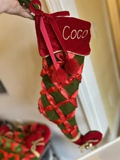 Frontgate Velvet Ribbon & Pompom Personalized “coco”