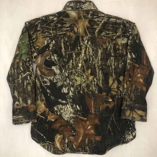 Vtg Mossy Oak Break Up Camo Kids Hunting Button Up Shirt Youth Small (6-8) - Picture 8 of 11