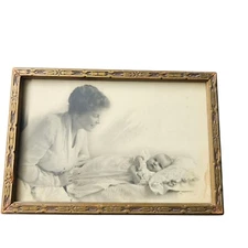 Antique Photograph Mother And Baby Infant Child 