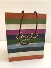 Coach Paper Bright Striped Gift Bag 65th Anniversary Bag Handles 9.75x7.75x4.75