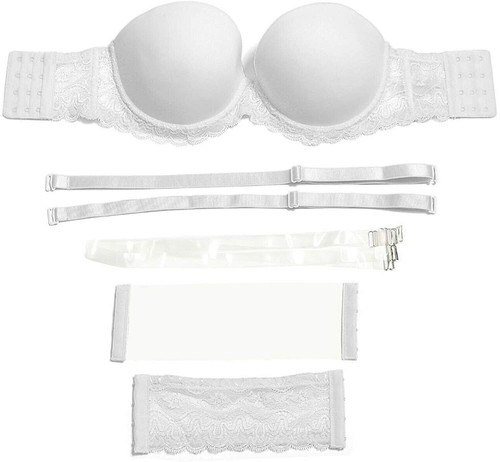 Strapless BRA Women's Plus Size Bra Multiway Bras Lightly Lift Push Up Lace 46D - Picture 2 of 8