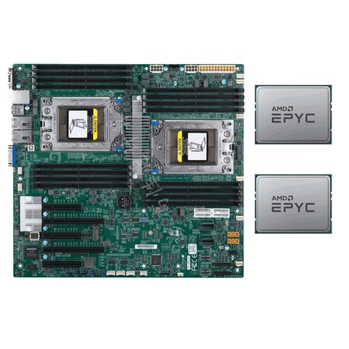 Carte mère Supermicro H11DSi-NT + 2x CPU AMD EPYC 7601 32 cœurs jusqu'à 3,2 GHz SP3