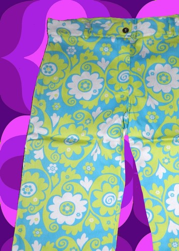 H6✪ Retro Blumen Muster Hose 60er 70er Jahre Festival Hippie Schlager Gr 40 - Bild 2 von 2