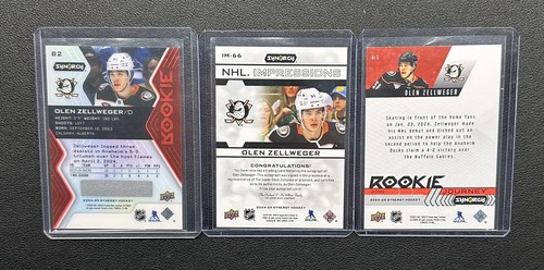 2024-25 UD Synergy ❄️ OLEN ZELLWEGER ❄️ Rookie Lot (3 Cards) 🟢 AUTO 🔥 SP /99 - Picture 5 of 5