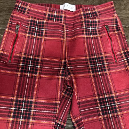 Children’s Place Red Ponte Knit Plaid Leggings Jeggings Pants 6X/7 Zipper Accent - Picture 6 of 10