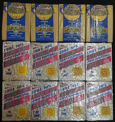 14 Unopened FLEER Trading Cards: 1991 HOCKEY, NFL Pacific & 1992-93 Basketball - Picture 3 of 6
