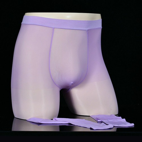 Mens Sheer Shiny Bulge Pouch Pantyhose Stretch Nylon Stockings Tights Underpants - Picture 10 of 30