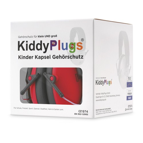 KIDDYPLUGS Kinder Erwachsene Gehörschutz, Farbe ROT - Kapsel Gehörschutz NEU - Bild 4 von 5